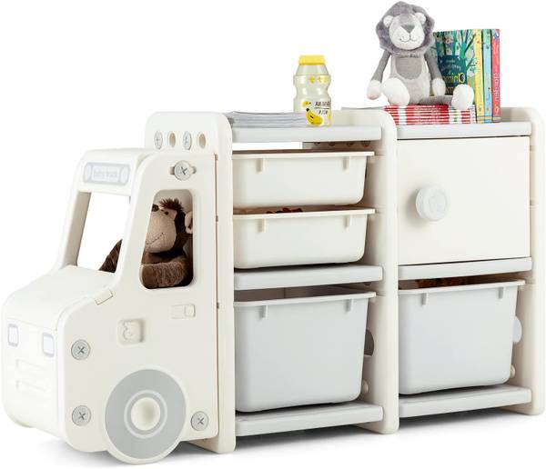 2 Ebenen Kinderregal Beige - Kunststoff - 32 x 66 x 110 cm