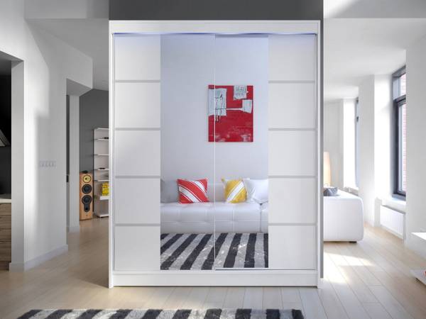 Kleiderschrank Camino V mit Led Weiß