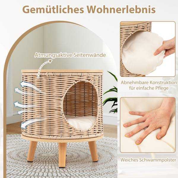 Katzenhaus BH32419NQDE Beige - Rattan - 36 x 41 x 36 cm