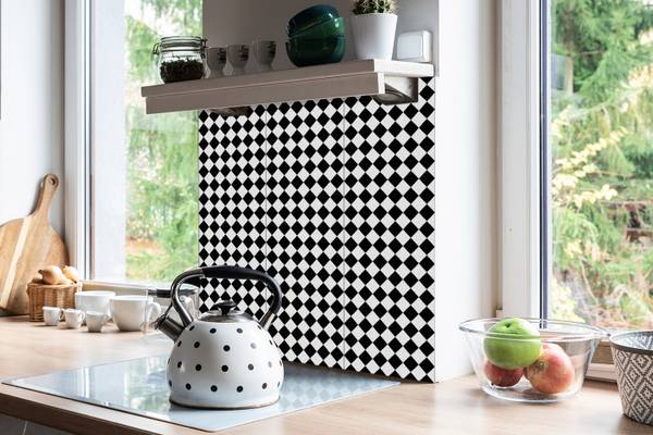 Selbstklebende Fliesen (9 St.) Schach Schwarz - Polyester PVC - 30 x 30 x 0 cm