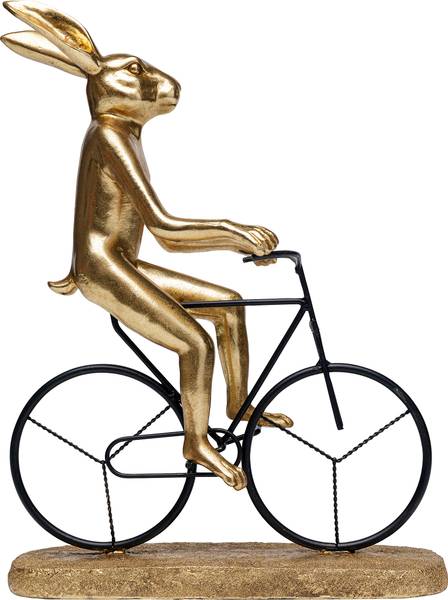 Deko Objekt Cyclist Rabbit Gold - Stahl - Polyresin - 29 x 39 x 14 cm
