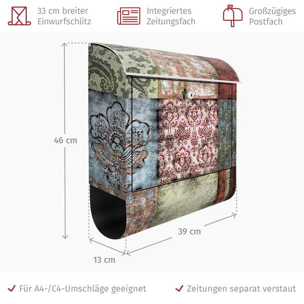 Briefkasten Old Patterns Stahl - 39 x 46 x 13 cm