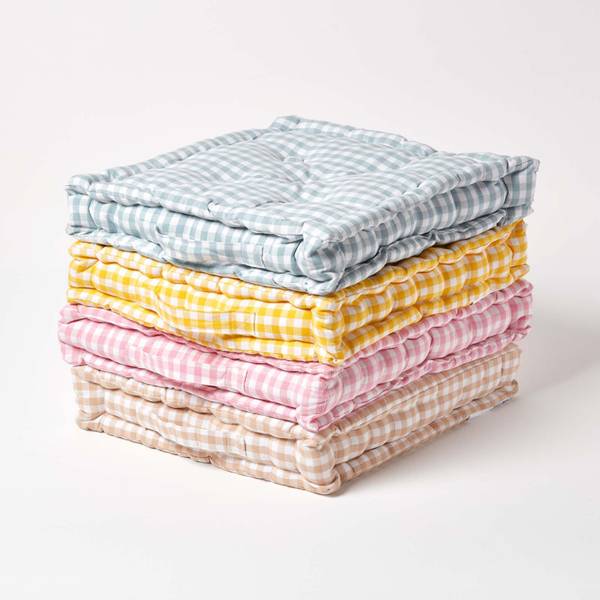 Sitzkissen Stuhlkissen BauernKaro Blau - 40 x 8 x 40 cm