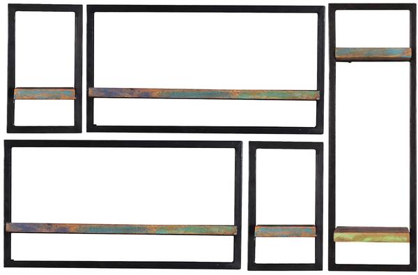 RIVERBOAT Wandregal Metall - Massivholz - 25 x 75 x 25 cm
