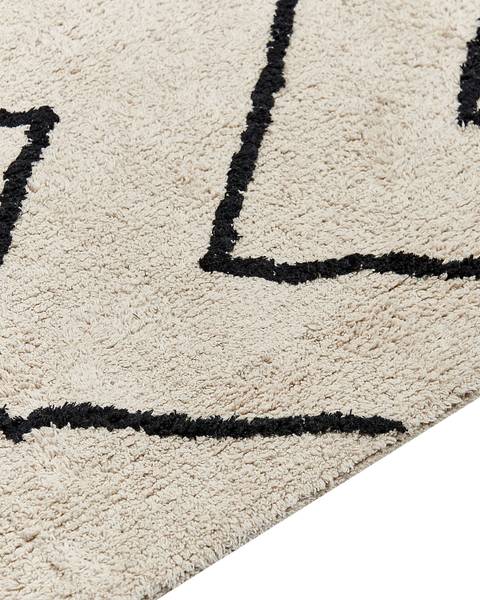 Laagpolig ELDES beige - zwart - natuurvezel - 160 x 160 x 230 cm