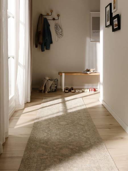 Läufer Lorenzo Beige - Polyester - 80 x 1 x 250 cm
