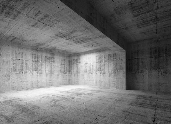 Fototapete Betonraum 3D Schwarz - Grau - Weiß - Vinyl - 350 x 255 x 1 cm