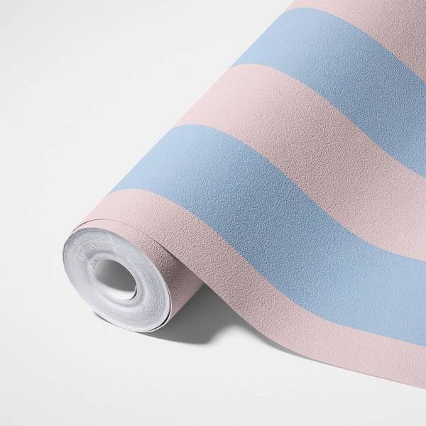 Vliestapete Soft Stripes Blau - Hellrosa