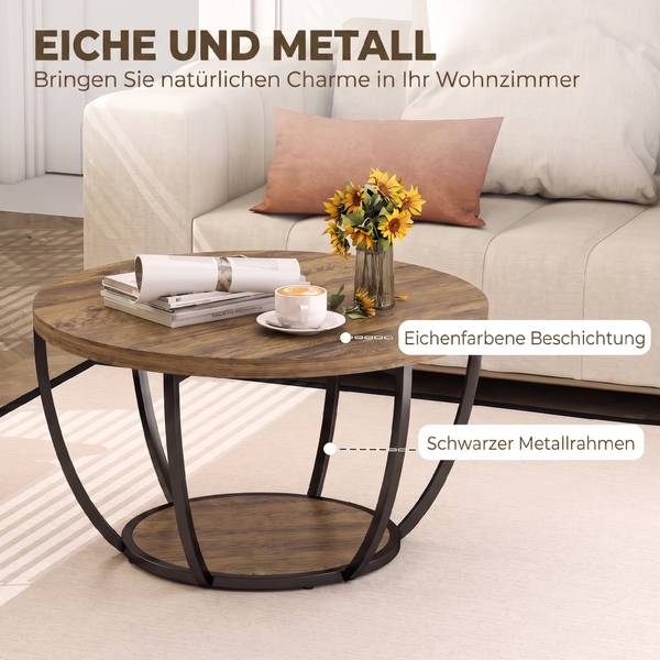 Couchtisch 83B-870V00BN Braun - Eisen - 80 x 44 x 80 cm