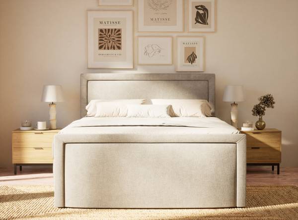 Boxspring Fresco beige - grijs - Ligoppervlak breedte: 140 cm