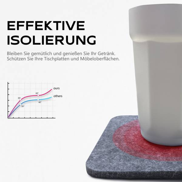 Filzuntersetzer QG 6er-Set Grau - Polyester - 16 x 1 x 16 cm