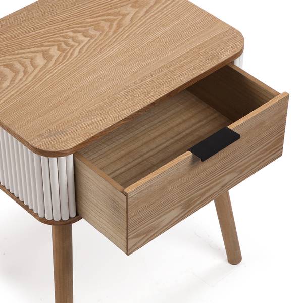 Nachttisch Leiah Weiß - Holzwerkstoff - Holz teilmassiv - 33 x 51 x 43 cm