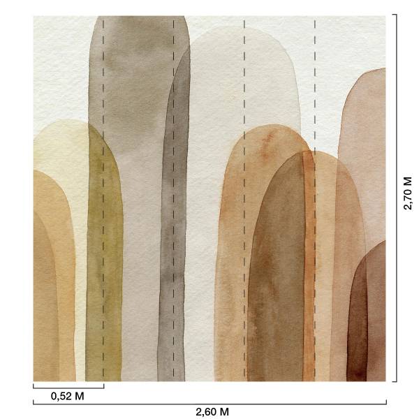 Grafische Tapetebögen in terraakotta Beige - Papier - 260 x 270 x 1350 cm