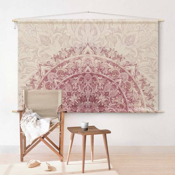 Wandteppich Mandala Ornament halbkreis 110 x 73 cm