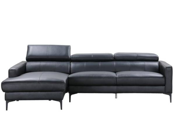 Sofa FLORENCE Schwarz - Echtleder - Textil - 173 x 92 x 253 cm