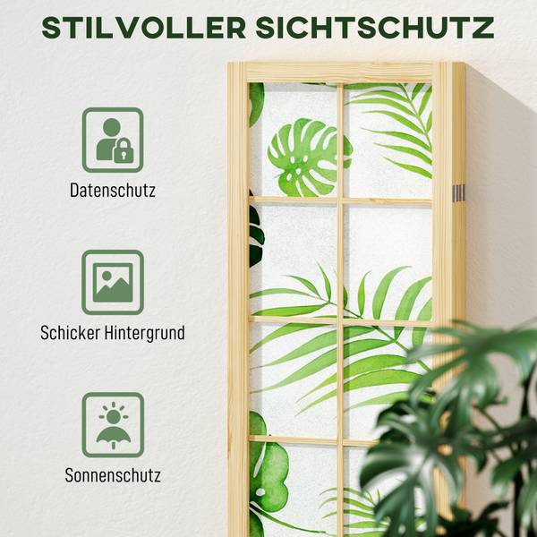 Paravent 83C-188V00GN Massivholz - 2 x 170 x 160 cm