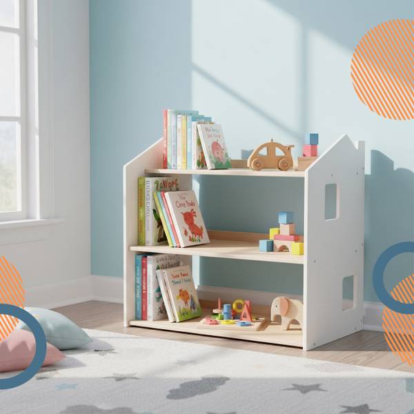 Kinderregal Hausform Braun - Weiß - Holzwerkstoff - 61 x 59 x 39 cm