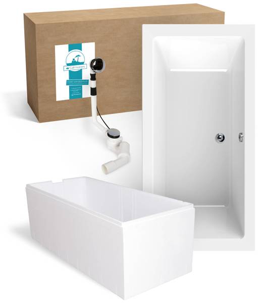 Badewanne ModernSquare2 3-teilig Träger Weiß - Kunststoff - 90 x 51 x 190 cm