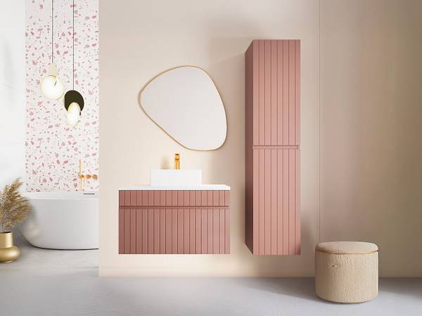 Badmöbel-Set SATARA Pink - Holz teilmassiv - 80 x 46 x 46 cm