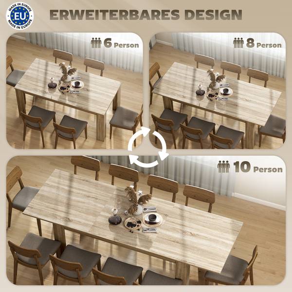 Ausziehbarer Esstisch 272V90AK Braun - Holzwerkstoff - 260 x 76 x 90 cm