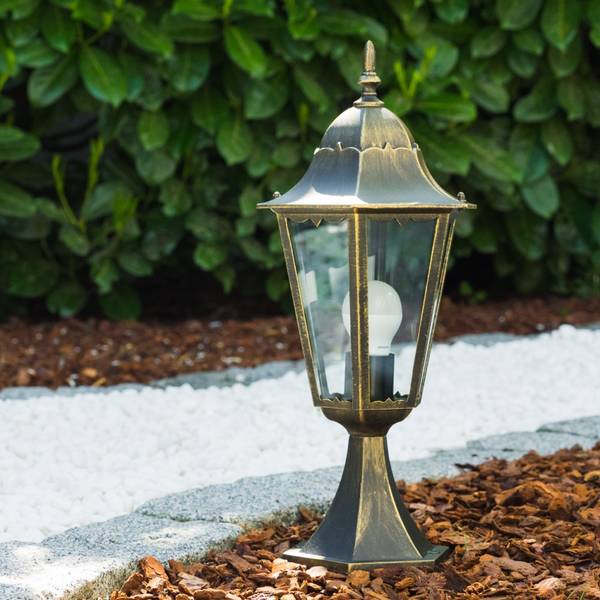 Sockelleuchte Viano Bronze - Gold - Durchsichtig - 27 x 49 x 34 cm - Flammenanzahl: 1 - Glas - Metall