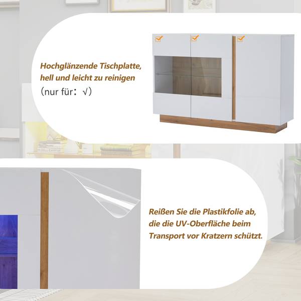 Sideboard Zecoin Weiß - Holzwerkstoff - 138 x 91 x 38 cm
