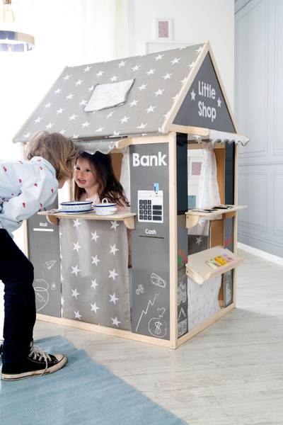 Maison de jeu Étoiles Gris - Bois manufacturé - 83 x 129 x 94 cm