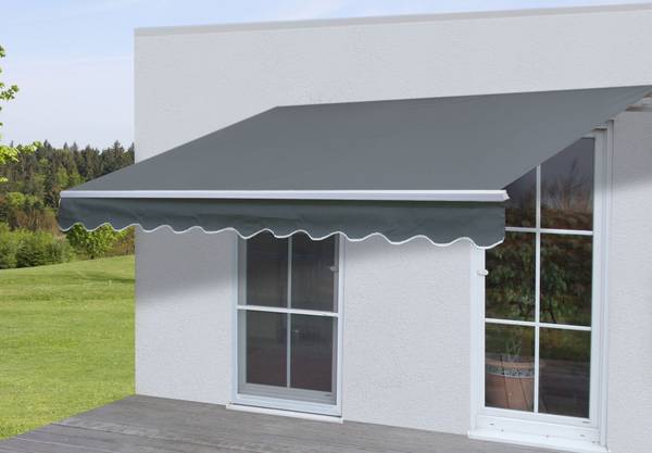 Alu-Markise E31 Grau - Aluminium - Stahl - Polyacryl - 300 x 18 x 250 cm