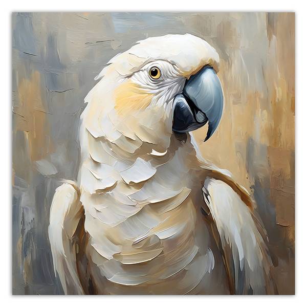 Tableau déco perroquet à l'huile 30 x 30 cm