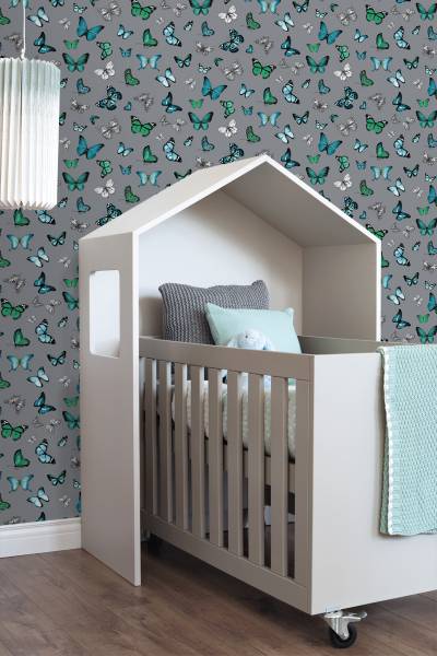 papier peint papillons 7106 Gris