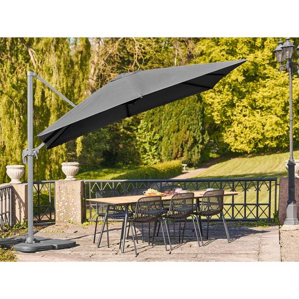 Hangende parasol Bea zwart - deels massief hout - 295 x 260 x 295 cm