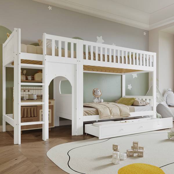 Etagenbett LucyWoodyⅠ Weiß - Holzwerkstoff - 99 x 160 x 301 cm