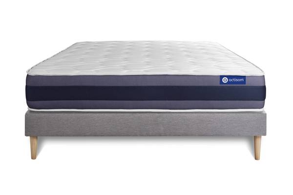 Bettgestell und Matratze Actilatex morp Grau - Massivholz - 130 x 53 x 220 cm