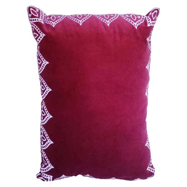Marokkanisches Samtkissen Luka Rot - Baumwollstoff - 45 x 13 x 30 cm