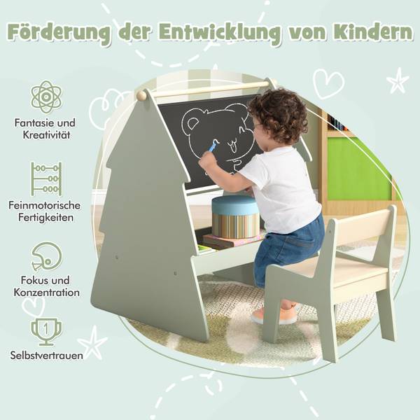 Easel-Set TK32491SZDE Grün - Holzwerkstoff
