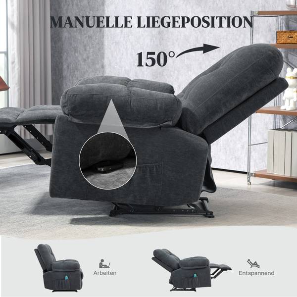 Massagesessel 700-179V90CG Grau - Textil - 100 x 107 x 102 cm