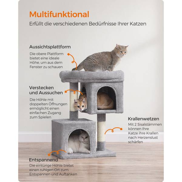Katzenbaum Juba Grau - Holzwerkstoff - 32 x 74 x 49 cm