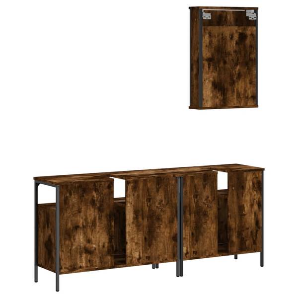 Badkamermeubelset 3033732 Set van 3 bruin - plaatmateriaal op houtbasis - 12 x 60 x 42 cm