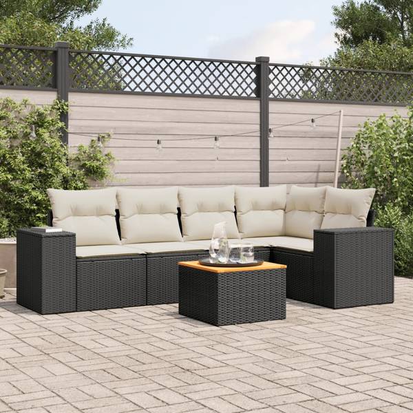 Salon de jardin 3035856-1 (lot de 6) Noir - Crème - Blanc