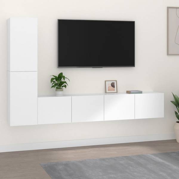 Meuble tv 3014786-2 (lot de 4) Blanc - Bois manufacturé - 80 x 30 x 30 cm