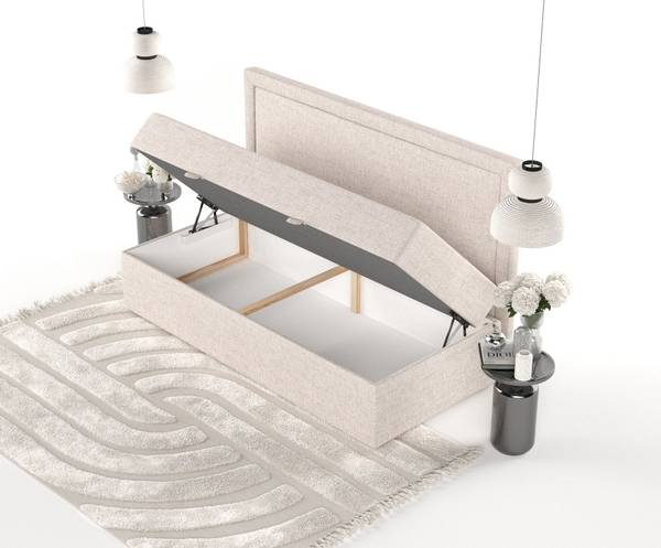 Boxspringbett Luvi Beige - H3 - Tiefe: 90 cm