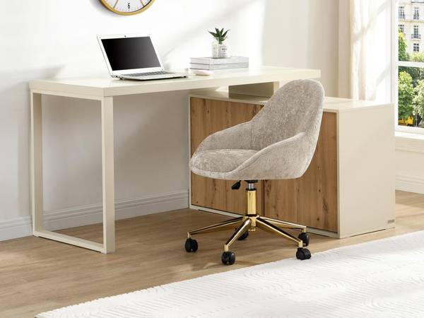 Schreibtisch LONAMI Beige - Holz teilmassiv - 110 x 76 x 140 cm