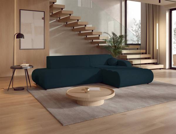 Ecksofa Arione Blau - Chenille - Polyamid - 283 x 74 x 176 cm