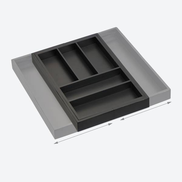 Ausziehbarer Besteckkasten aus Bambus Schwarz - Bambus - Holzwerkstoff - 31 x 5 x 46 cm