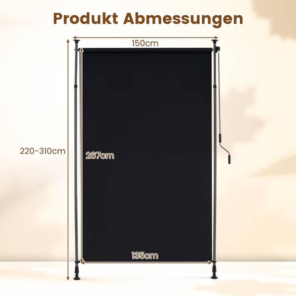 Markise ZB34651 Schwarz - Metall - 150 x 310 x 150 cm