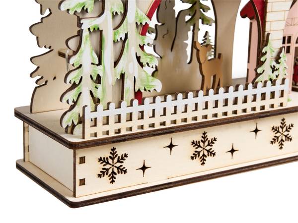 LED Deko SELURA Braun - Holzwerkstoff - 45 x 30 x 8 cm