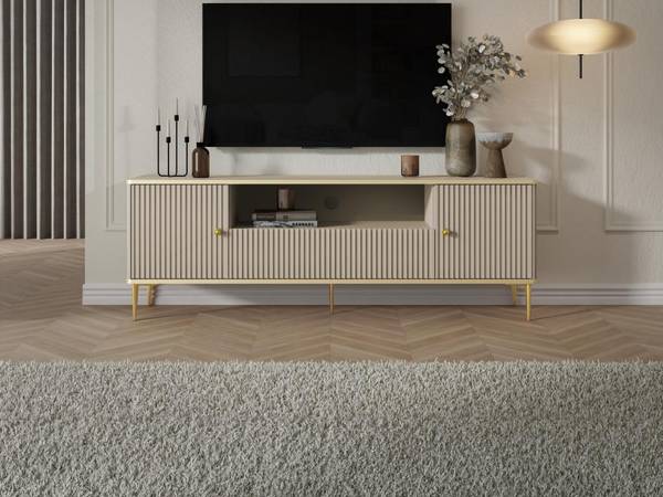 TV-Board SINEAD Beige - Holz teilmassiv - 35 x 55 x 160 cm