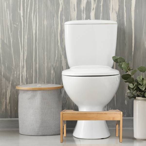 Toilettenhocker aus Bambus Braun - Silikon - 42 x 21 x 30 cm
