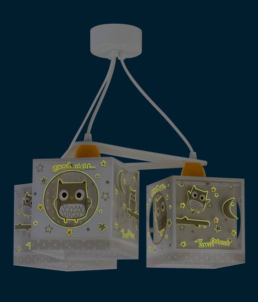 Kinder-Deckenlampe drei Eulen Beige - Kunststoff - 39 x 15 x 39 cm