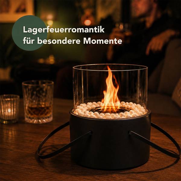 Tischkamin|Tischfeuer|Ethanolkamin Nypon Schwarz - Metall - 16 x 17 x 16 cm